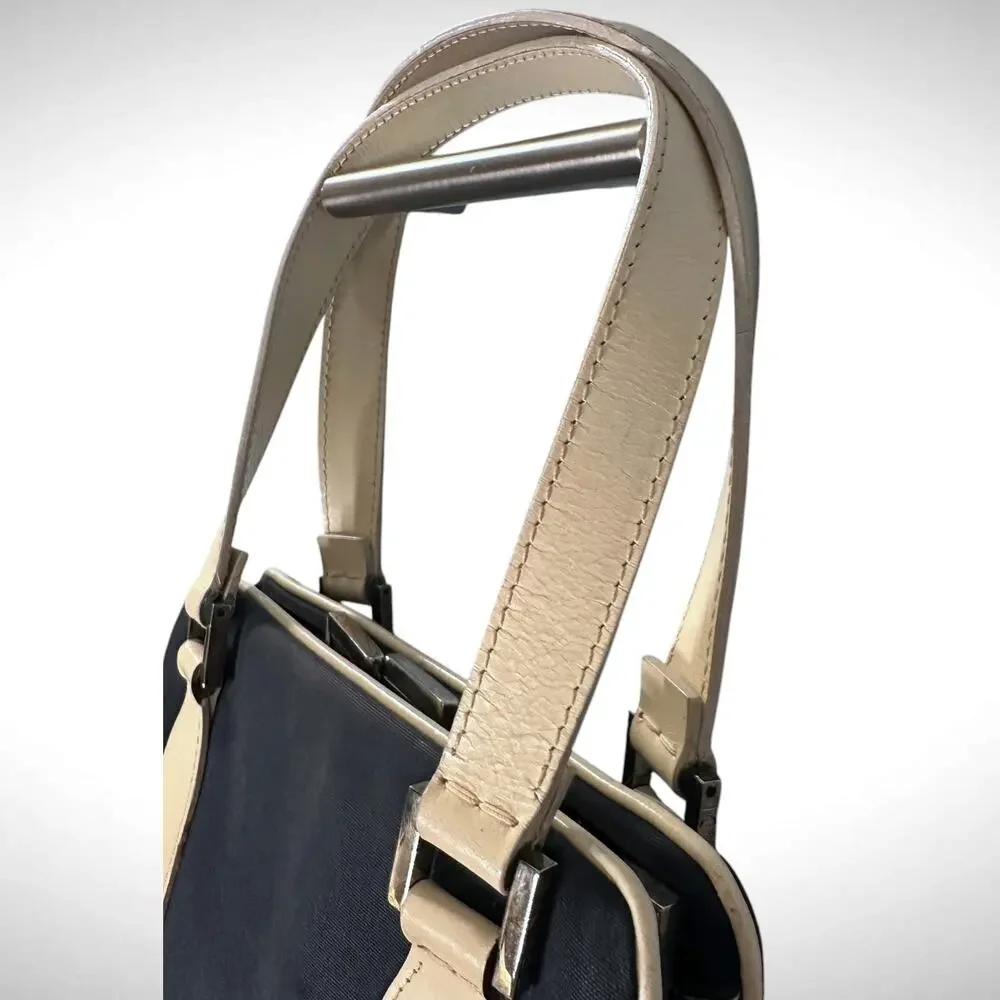 Vintage Fendi‎ Mini Boston Top Handle Bag Navy Blue Satchel Luxury Travel Preppy